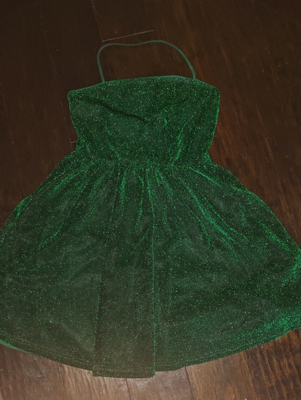 SHEIN Sparkly Emerald Green Halter Party Dress